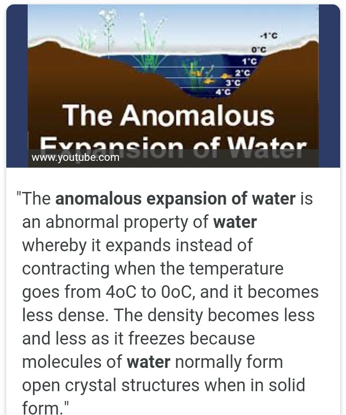 Advantages Of Anomalous Expansion Of Water ANOMALOUS BEHAVIOUR OF WATER